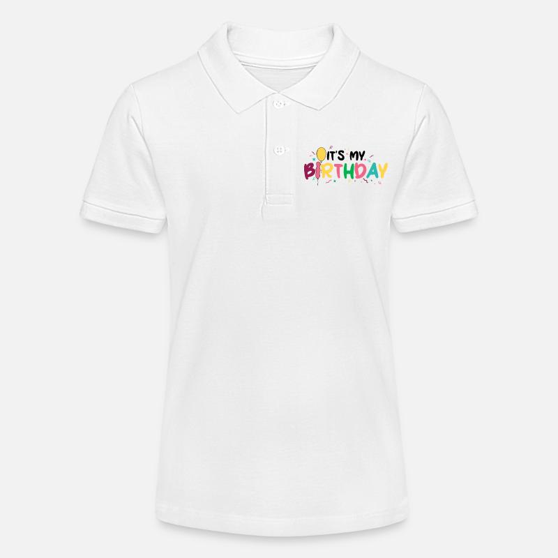 Lettres arc-en-ciel d’anniversaire - Polo bio MINI SPRINTER Stanley/Stella Ado - blanc