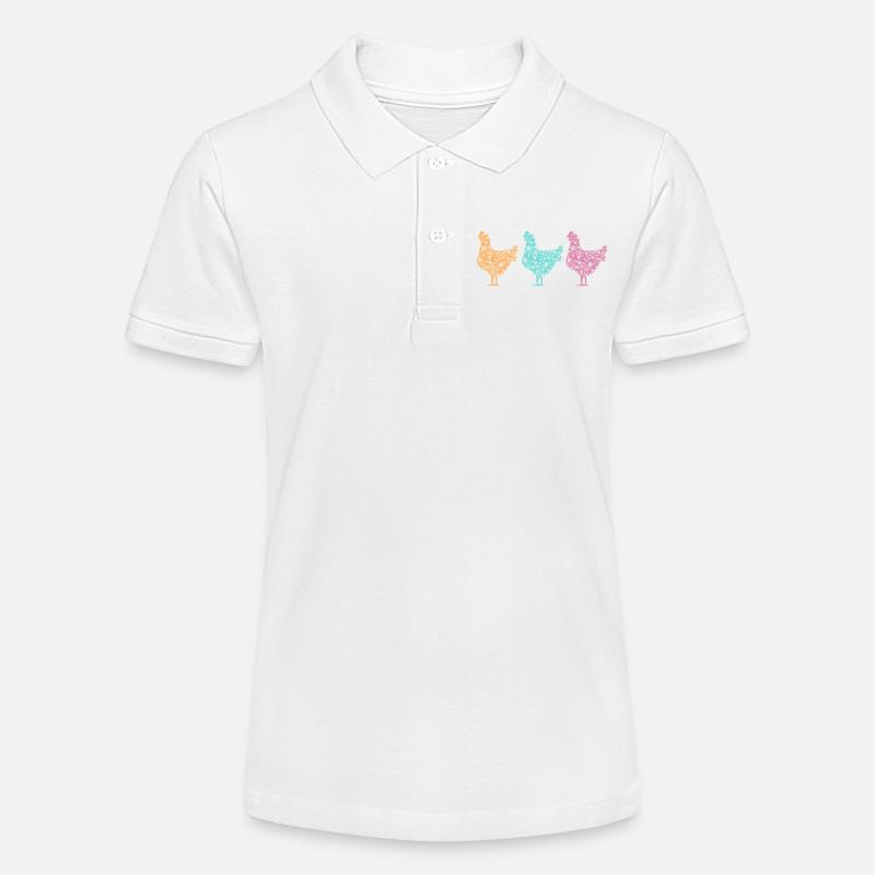 Motif Silhouettes Poulets Pastel - Polo bio MINI SPRINTER Stanley/Stella Ado - blanc