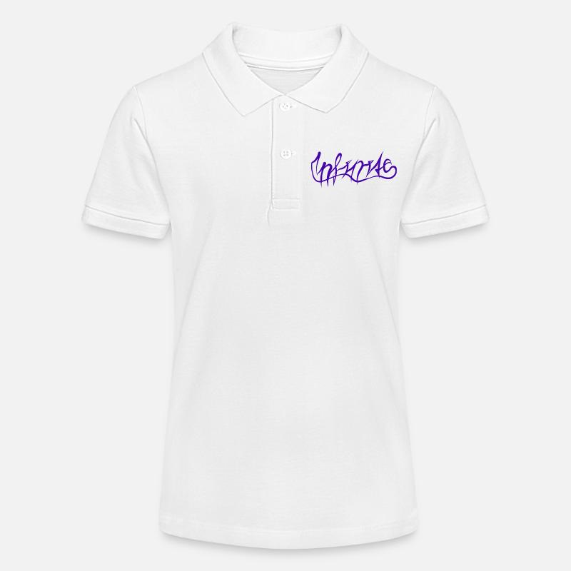 Motif de lettrage graffiti violet - Polo bio MINI SPRINTER Stanley/Stella Ado - blanc