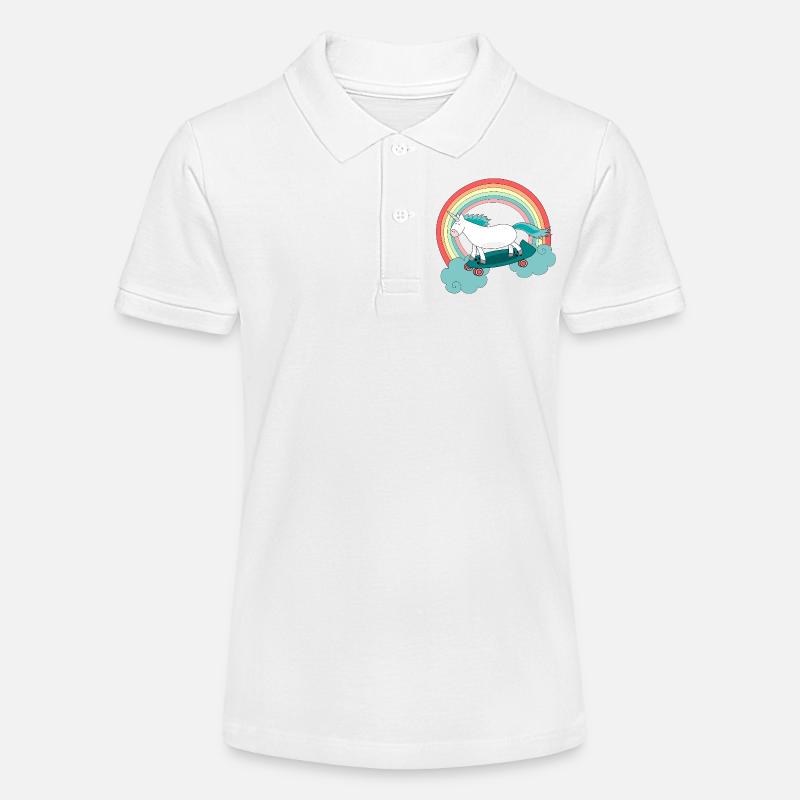 Unicorn with skateboard - Polo bio MINI SPRINTER Stanley/Stella Ado - blanc