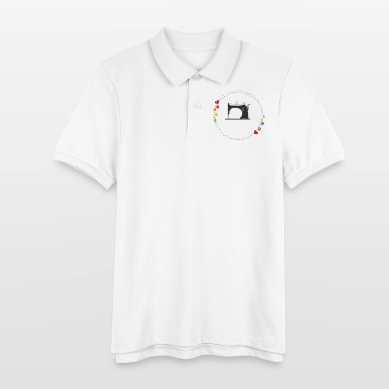 nostalgic stylized sewing machine with buttons Stanley/Stella Teen Organic Polo Shirt MINI SPRINTER