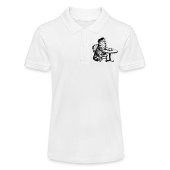 Chat au béret à café - Design rétro vintage - Polo bio MINI SPRINTER Stanley/Stella Ado - blanc - Devant