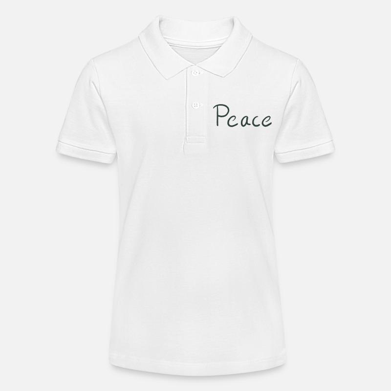 Lettres Peace Hand Vert - Polo bio MINI SPRINTER Stanley/Stella Ado - blanc
