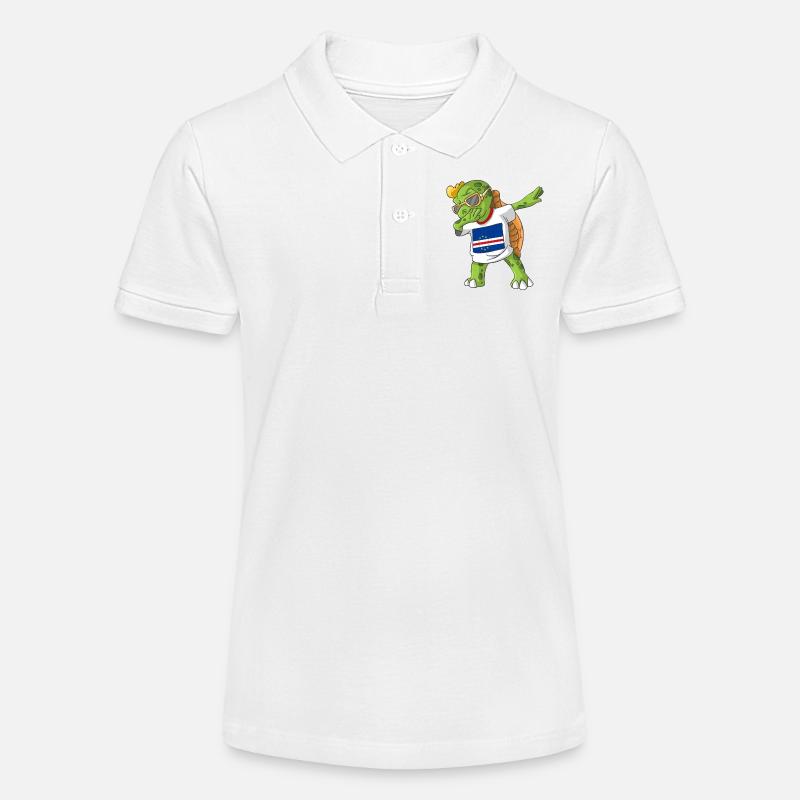 Cabo Verde tortue tamponnant - Polo bio MINI SPRINTER Stanley/Stella Ado - blanc