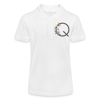 Elegant letter 'Q' with flowers - Stanley/Stella Teen Organic Polo Shirt MINI SPRINTER - white - Front