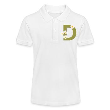 Buchstabe d Grüne Gänseblümchen - Stanley/Stella Teenager Bio-Poloshirt MINI SPRINTER - Weiß - Vorne