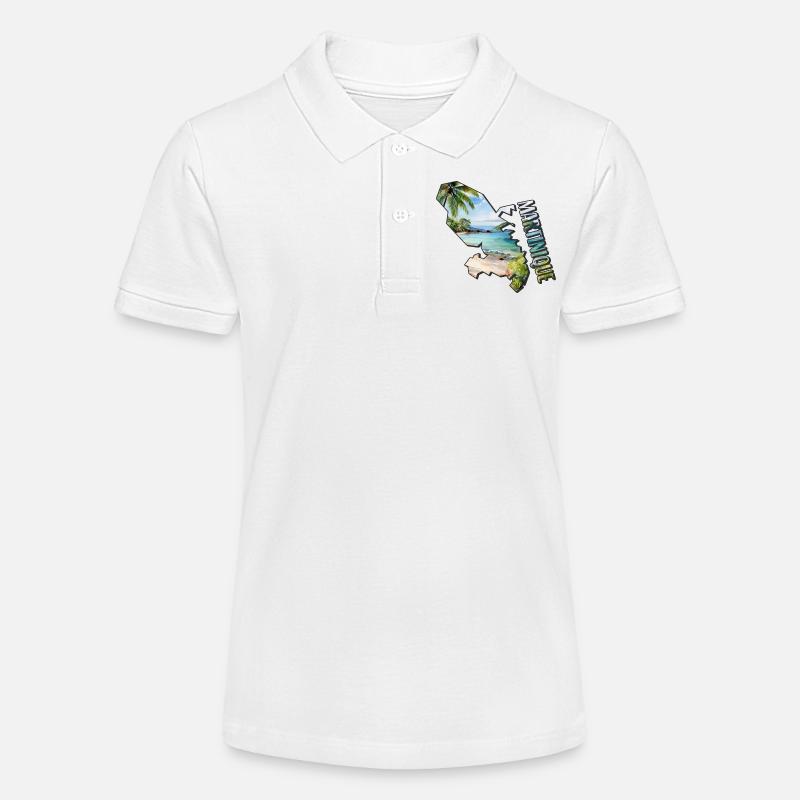 Carte à l’aquarelle Martinique - Polo bio MINI SPRINTER Stanley/Stella Ado - blanc