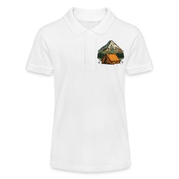 Bergzelt Abenteuer Landschaft - Stanley/Stella Teenager Bio-Poloshirt MINI SPRINTER - Weiß - Vorne