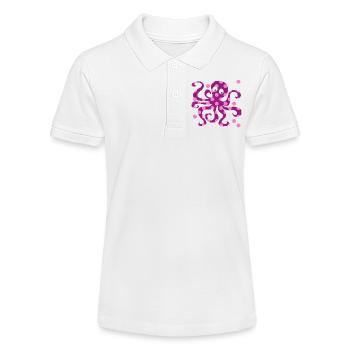 Nursery rose Octopus Dots Squid - Polo bio MINI SPRINTER Stanley/Stella Ado - blanc - Devant