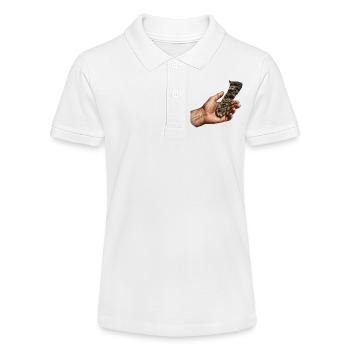 Motif patte de chat se tenant la main - Polo bio MINI SPRINTER Stanley/Stella Ado - blanc - Devant