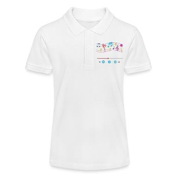 Music notes, music player, colourful music symbols - Stanley/Stella Teen Organic Polo Shirt MINI SPRINTER - white - Front