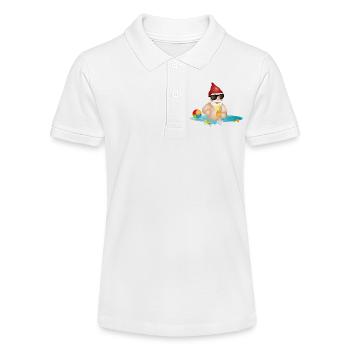 Nain de jardin dans la piscine ou la mer et boisson - Polo bio MINI SPRINTER Stanley/Stella Ado - blanc - Devant