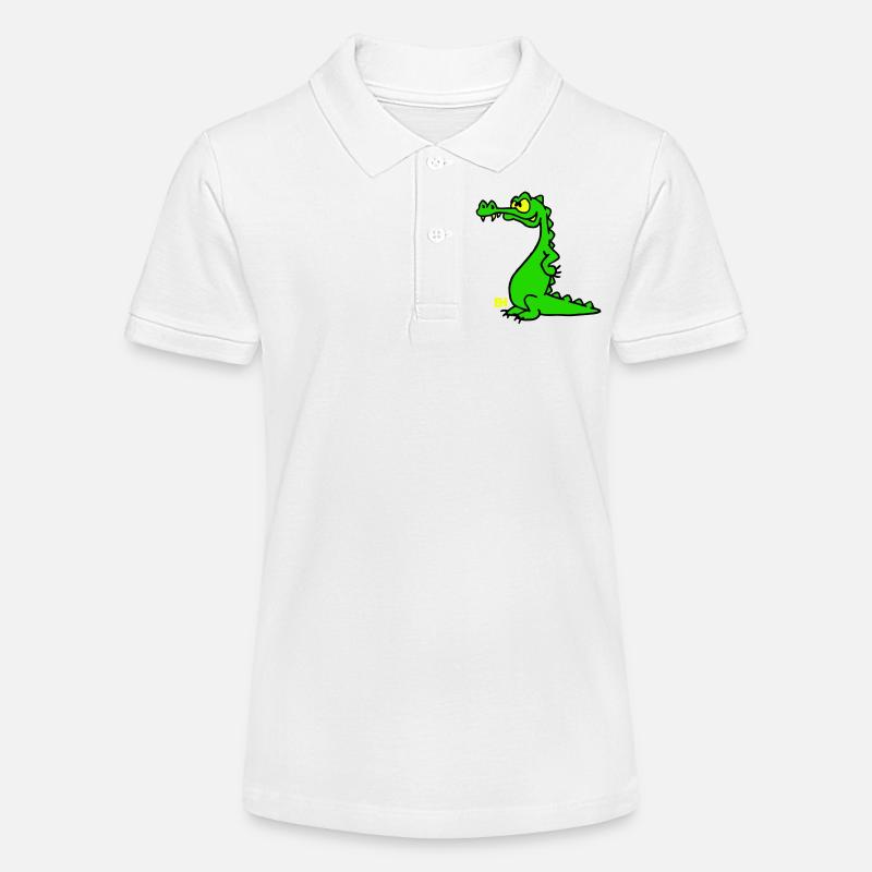 Crocodile souriant, design à trois couleurs - Polo bio MINI SPRINTER Stanley/Stella Ado - blanc