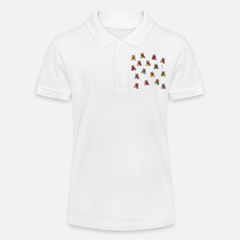Papillons néon en contour noir - Polo bio MINI SPRINTER Stanley/Stella Ado - blanc