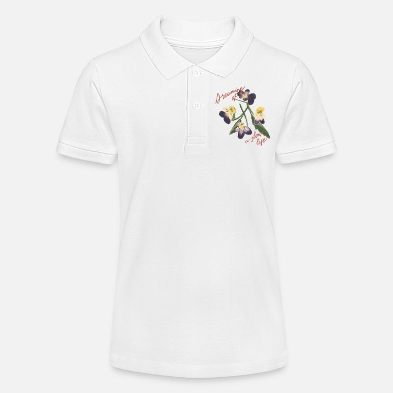 Illustration de fleur à vie lente - Polo bio MINI SPRINTER Stanley/Stella Ado - blanc