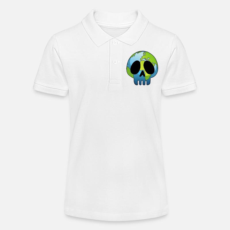 Crâne de la planète Terre - Polo bio MINI SPRINTER Stanley/Stella Ado - blanc