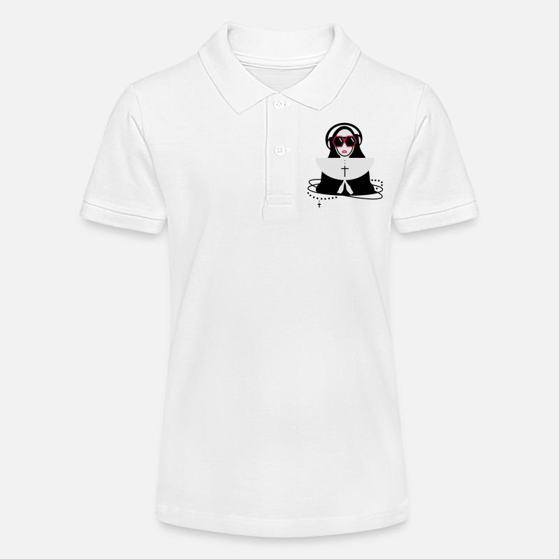 La religieuse avec des lunettes et un casque - Polo bio MINI SPRINTER Stanley/Stella Ado - blanc