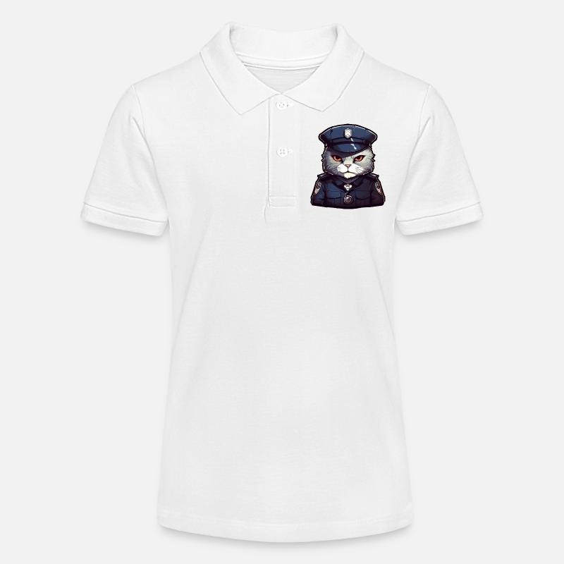 Chat de police - Polo bio MINI SPRINTER Stanley/Stella Ado - blanc