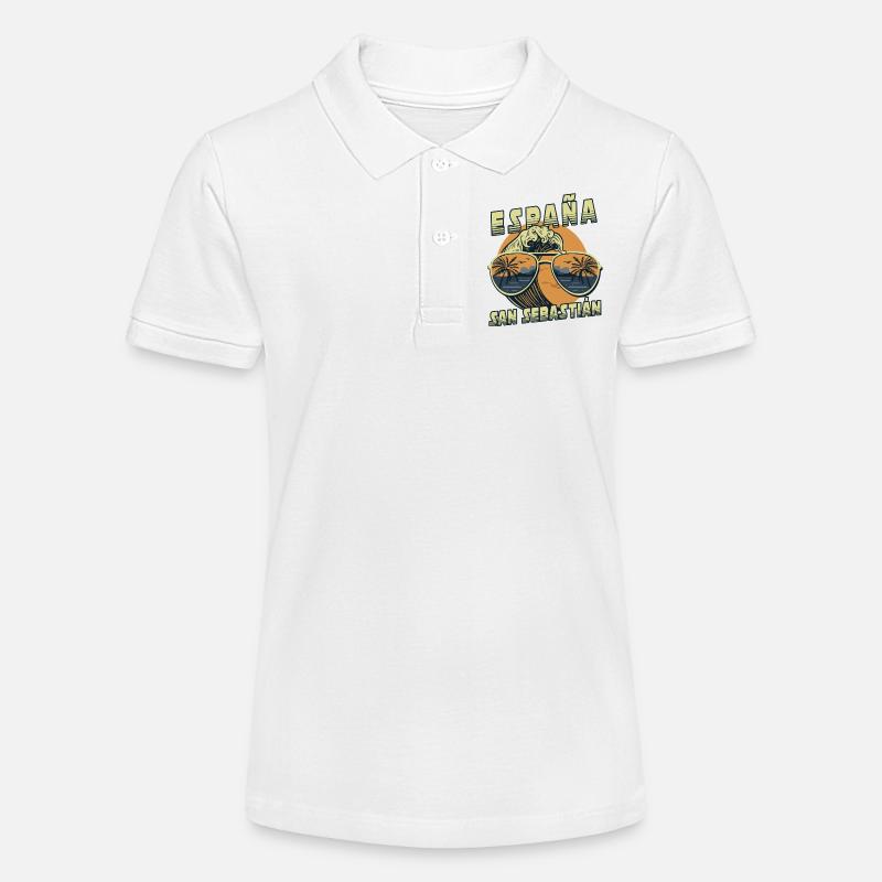 Design de plage de San Sebastian Espagne - Polo bio MINI SPRINTER Stanley/Stella Ado - blanc