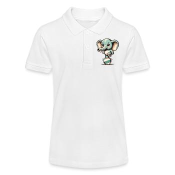 Cute Cartoon Elephant on Exercise Ball - Stanley/Stella Teen Organic Polo Shirt MINI SPRINTER - white - Front