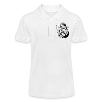 Engel mit Katze – Cherub Vintage Illustration - Stanley/Stella Teenager Bio-Poloshirt MINI SPRINTER - Weiß - Vorne