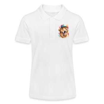 Golden Retriever Snapback Cap Dog Design Print - Stanley/Stella Teen Organic Polo Shirt MINI SPRINTER - white - Front