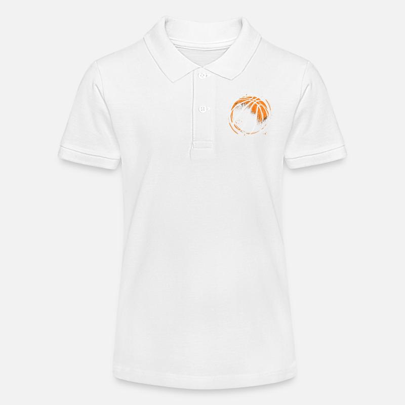 Dessin de ballon de basket-ball - Polo bio MINI SPRINTER Stanley/Stella Ado - blanc
