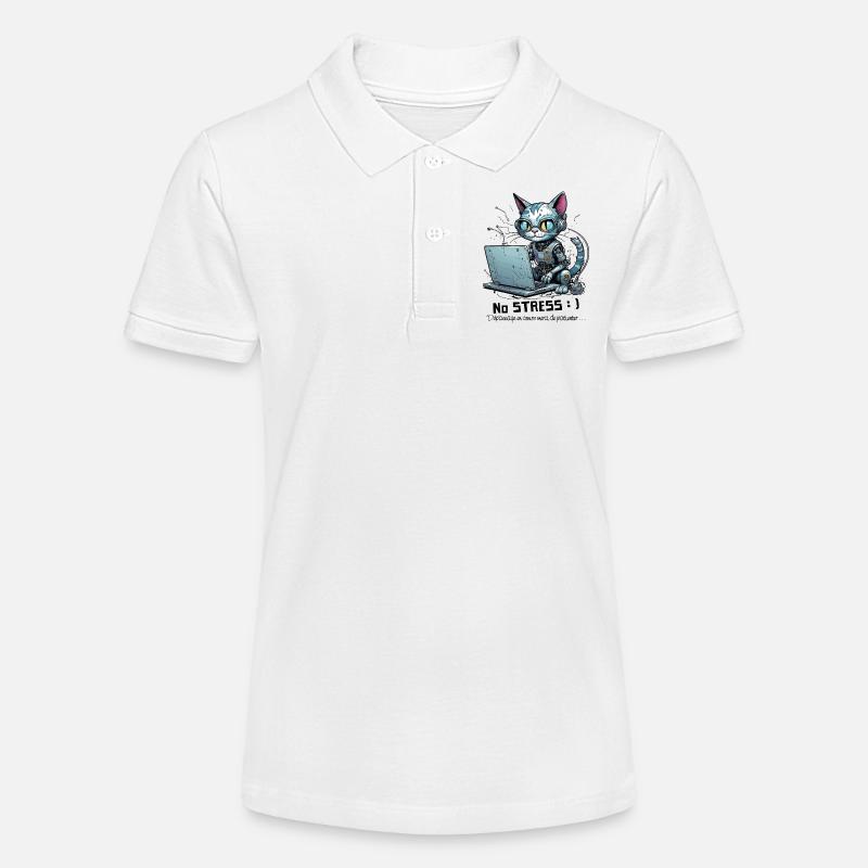 Chat informaticien geek, humour informatique - Polo bio MINI SPRINTER Stanley/Stella Ado - blanc