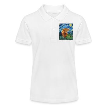 Highland Cow - Stanley/Stella Teen Organic Polo Shirt MINI SPRINTER - white - Front