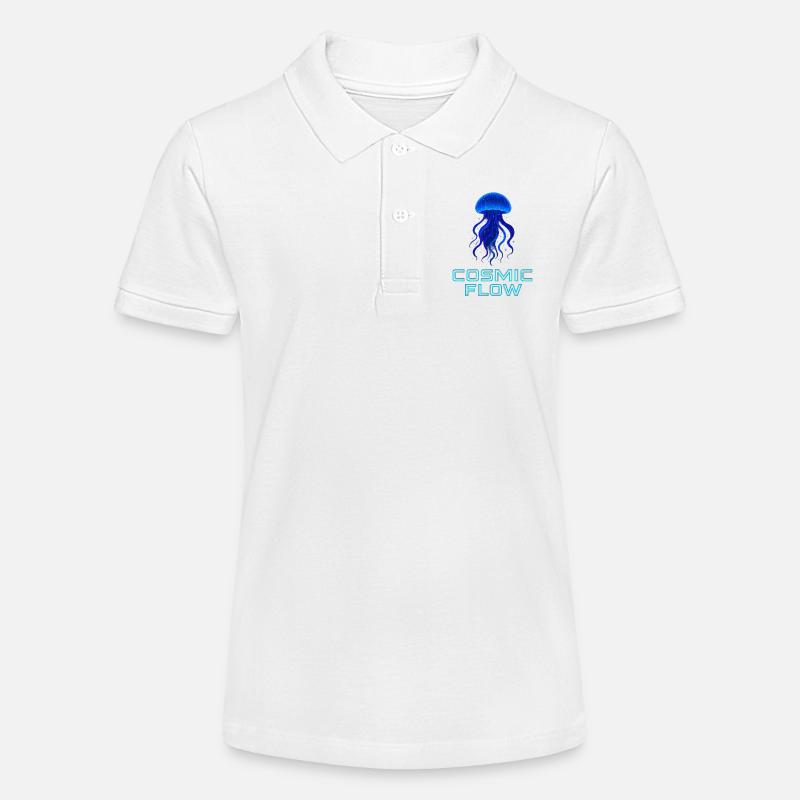 Méduse de mer cosmique néon - Polo bio MINI SPRINTER Stanley/Stella Ado - blanc