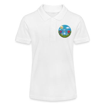 Cute blue teddy bear in the garden sun and clouds - Stanley/Stella Teen Organic Polo Shirt MINI SPRINTER - white - Front