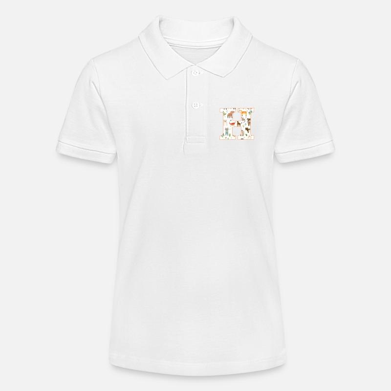 Buchstabe H, Monogramm, Tiermuster - Stanley/Stella Teenager Bio-Poloshirt MINI SPRINTER - Weiß