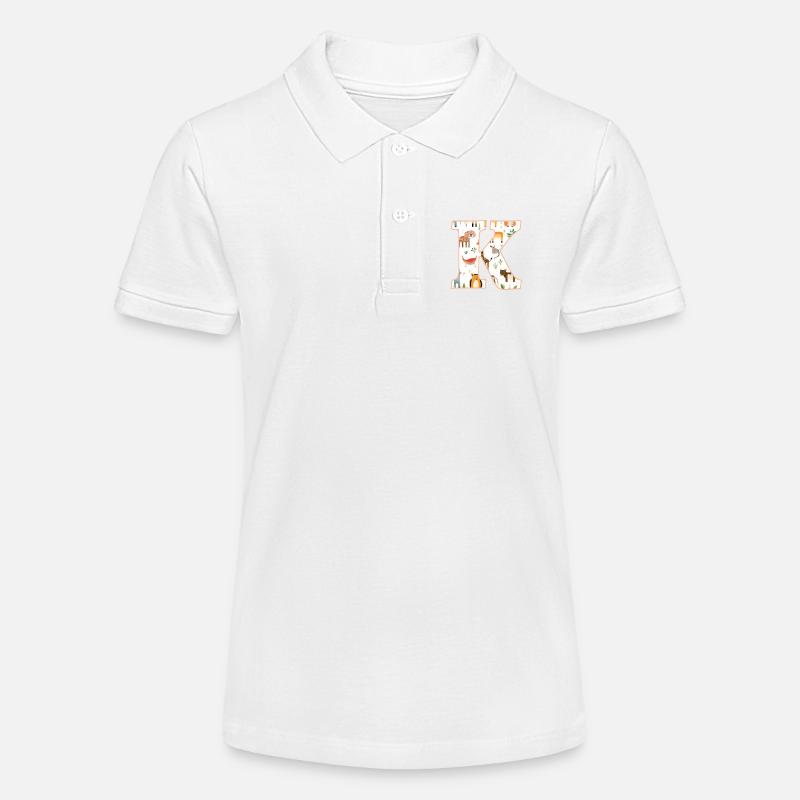Buchstabe K, Monogramm, Tiermuster - Stanley/Stella Teenager Bio-Poloshirt MINI SPRINTER - Weiß