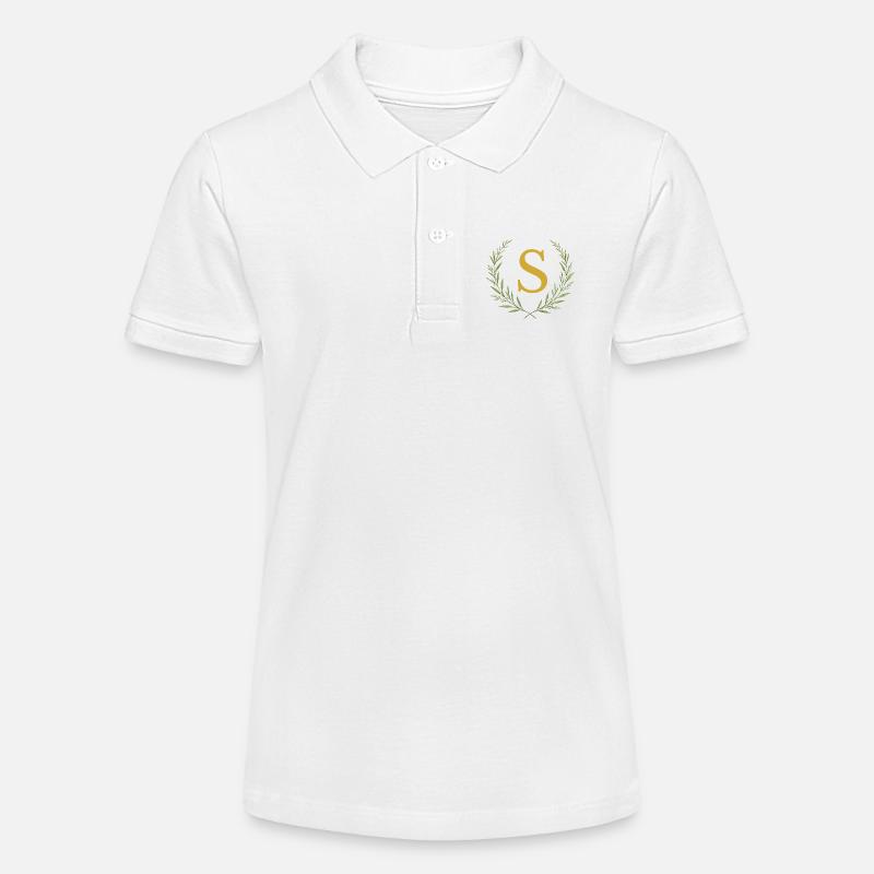 S Monogramm, Eukalyptus Kranz, personalisierbar - Stanley/Stella Teenager Bio-Poloshirt MINI SPRINTER - Weiß