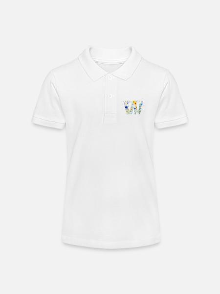 Buchstabe W, Monogramm, Blumenmuster - Stanley/Stella Teenager Bio-Poloshirt MINI SPRINTER - Weiß