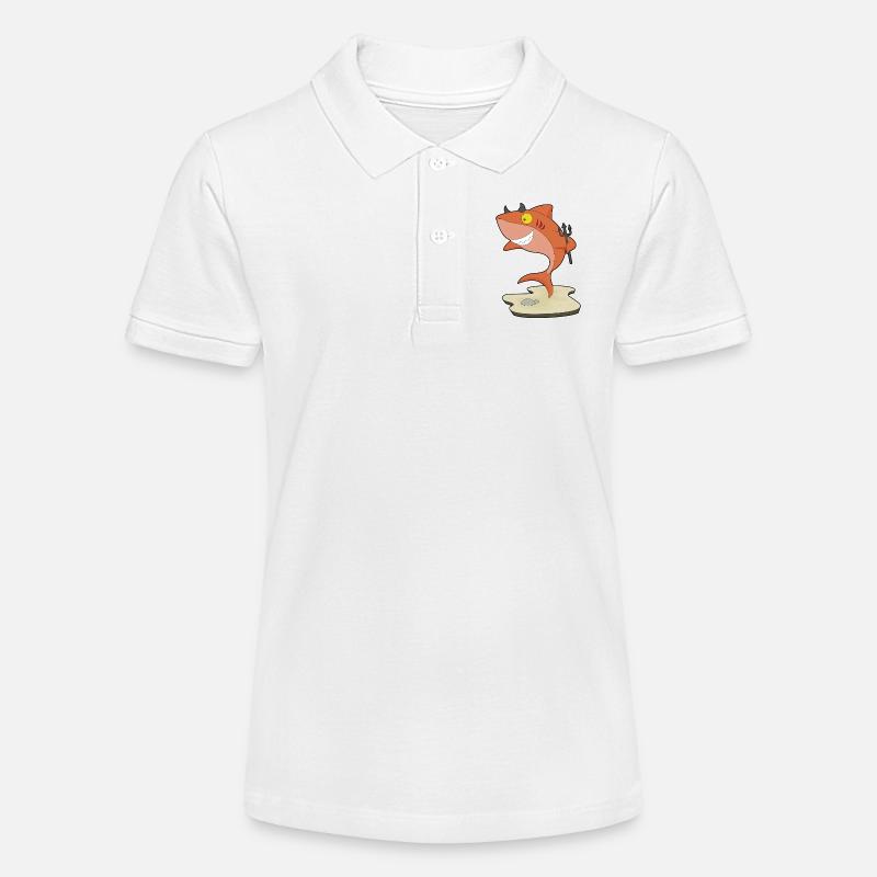 Requin Diable d’Halloween - Polo bio MINI SPRINTER Stanley/Stella Ado - blanc