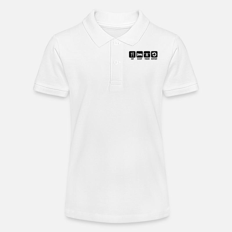 Tee shirt femme Eat Sleep Train Repeat - Polo bio MINI SPRINTER Stanley/Stella Ado - blanc
