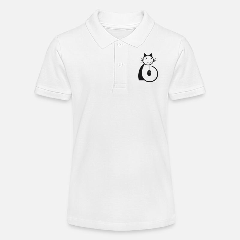 Chat souris ordinateur - Polo bio MINI SPRINTER Stanley/Stella Ado - blanc