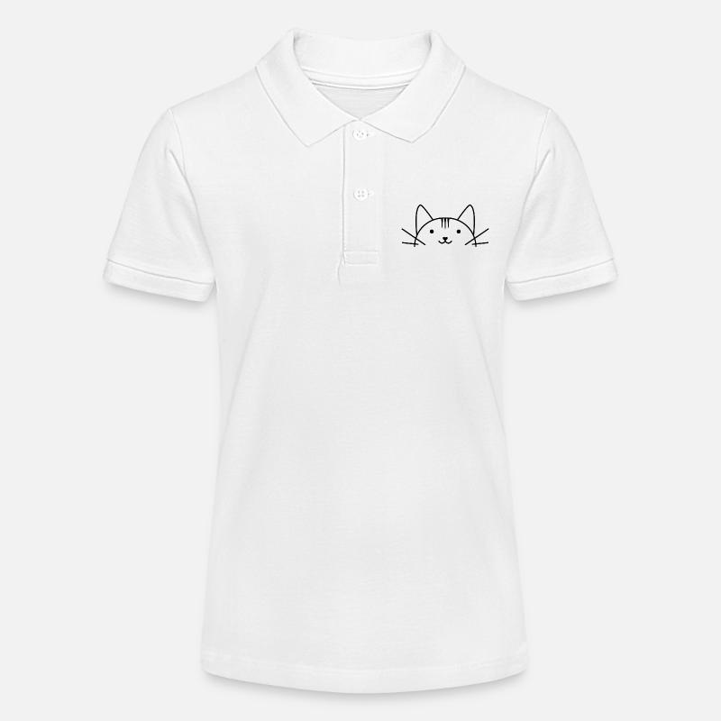 Style comique de tête de chat doux - Polo bio MINI SPRINTER Stanley/Stella Ado - blanc