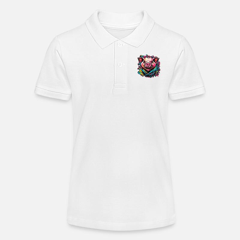 Cochon porte-bonheur Cochon - Polo bio MINI SPRINTER Stanley/Stella Ado - blanc