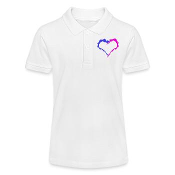 Pink & Blue Heart - Stanley/Stella Teen Organic Polo Shirt MINI SPRINTER - white - Front