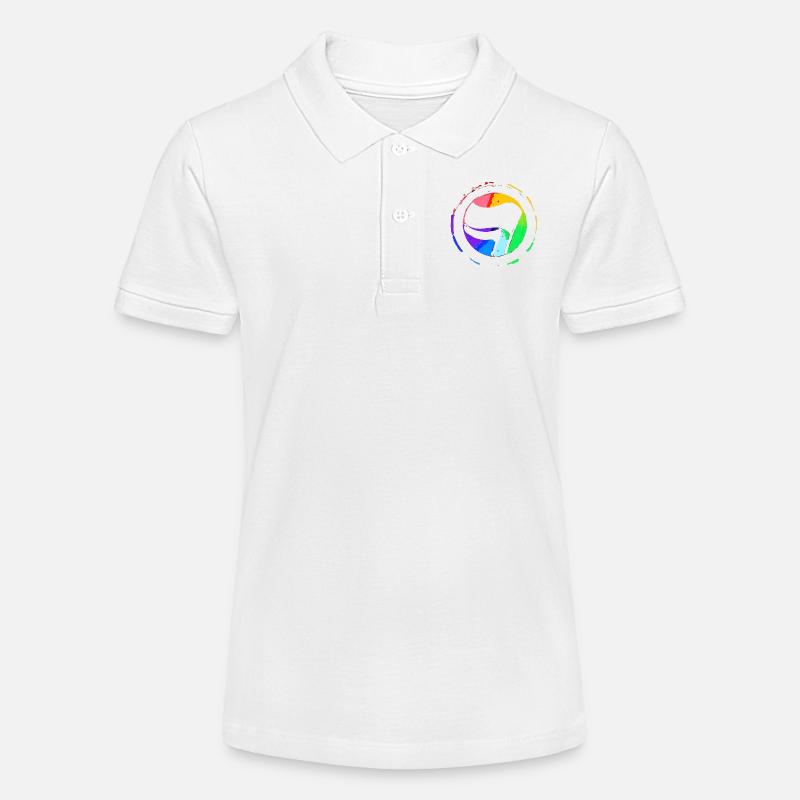 Drapeau antifa arc-en-ciel - Polo bio MINI SPRINTER Stanley/Stella Ado - blanc