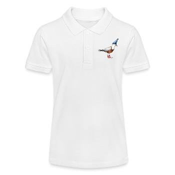 Lustige Möwen Illustration mit Mütze u. Latzhose - Stanley/Stella Teenager Bio-Poloshirt MINI SPRINTER - Weiß - Vorne