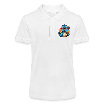Kleiner süßer Baby Dino Stegosaurus mit Brille - Stanley/Stella Teenager Bio-Poloshirt MINI SPRINTER - Weiß - Vorne