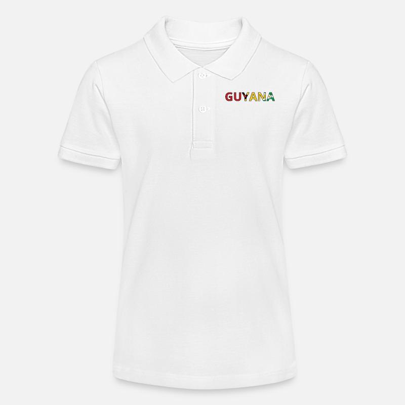 Drapeau Guyana - Polo bio MINI SPRINTER Stanley/Stella Ado - blanc