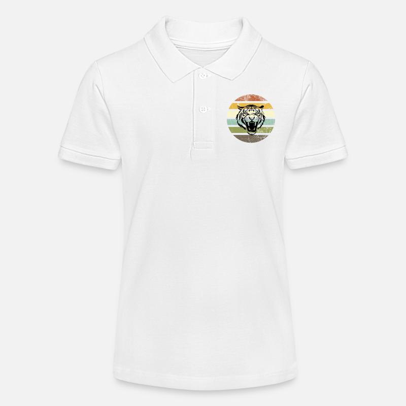 Coucher de soleil rétro Tiger Stripes - Polo bio MINI SPRINTER Stanley/Stella Ado - blanc