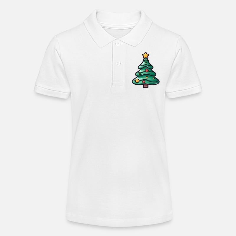 Illustration d’arbre de Noël festif - Polo bio MINI SPRINTER Stanley/Stella Ado - blanc