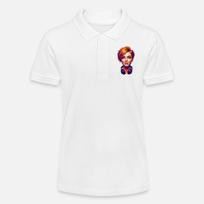 Colorful_Pop_Art_Portrait - Polo bio MINI SPRINTER Stanley/Stella Ado - blanc