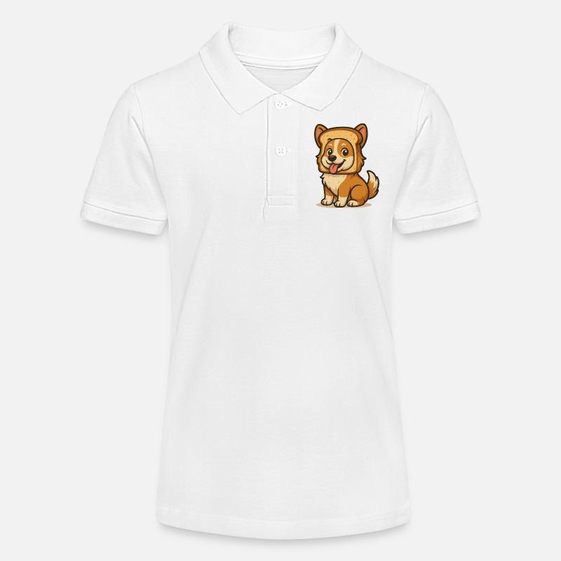 Chien mignon avec design de visage de pain - Polo bio MINI SPRINTER Stanley/Stella Ado - blanc