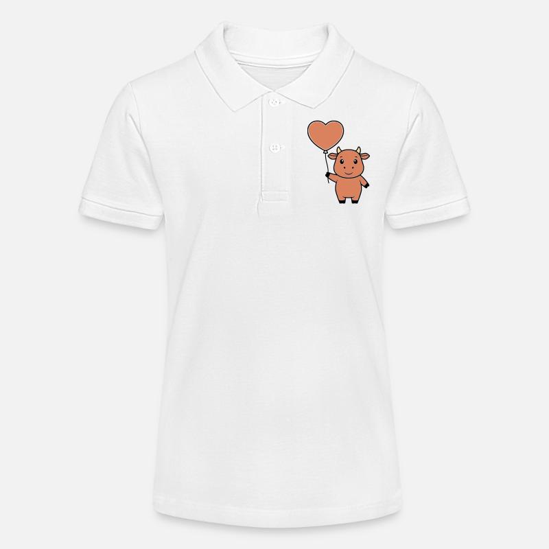 Mignonne Vecteur d’amour en forme de cœur de vache - Polo bio MINI SPRINTER Stanley/Stella Ado - blanc